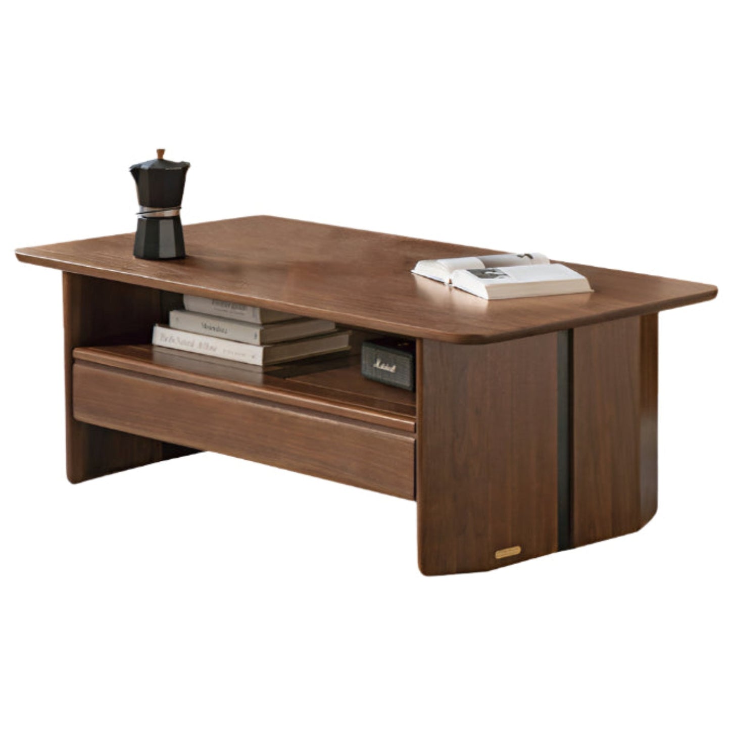 Black Walnut Solid Wood Rock Plate Coffee Table
