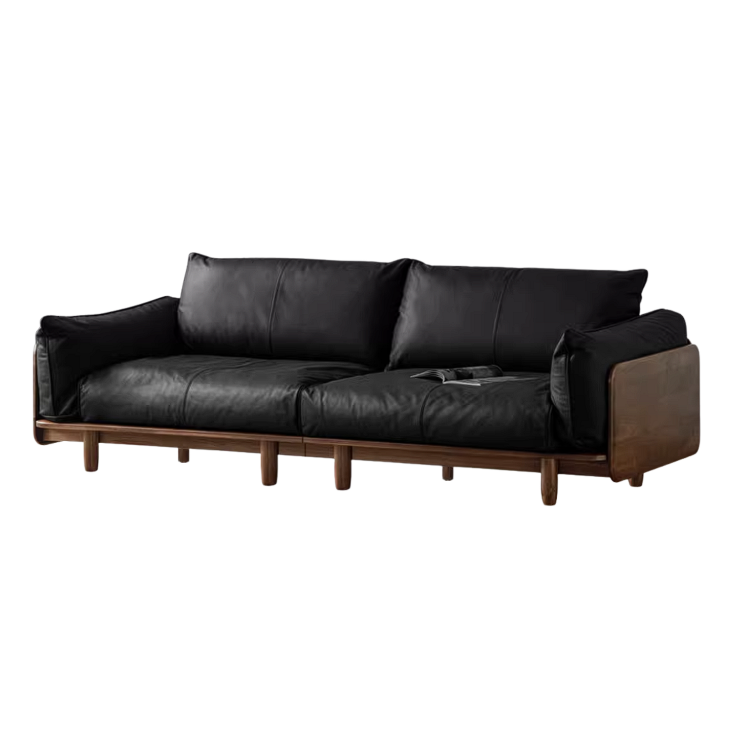 Black Walnut Solid Wood Sofa with Minimalist Design
