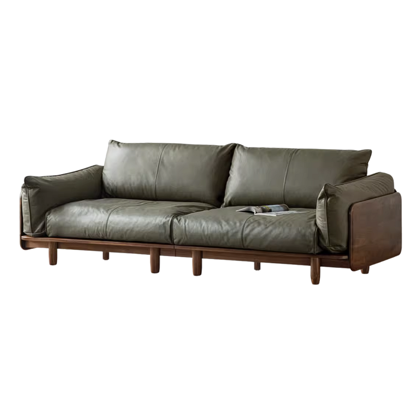 Black Walnut Solid Wood Sofa with Minimalist Design