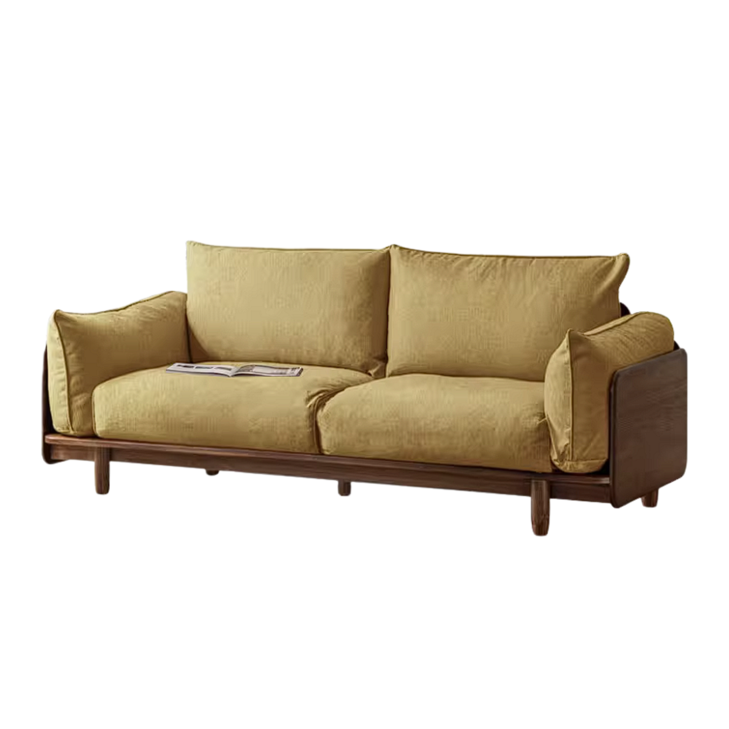 Black Walnut Solid Wood Sofa with Minimalist Design