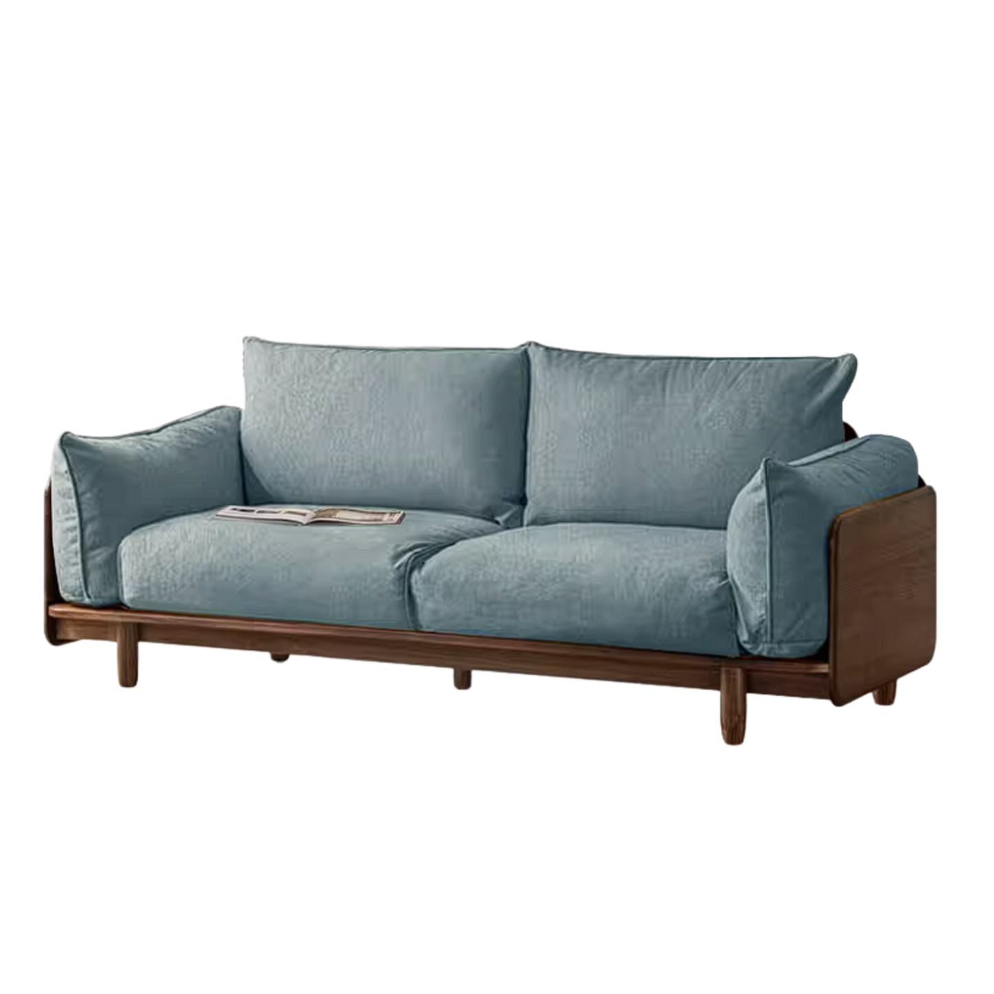 Black Walnut Solid Wood Sofa with Minimalist Design