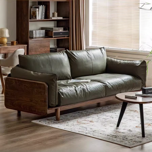 Black Walnut Solid Wood Sofa with Minimalist Design