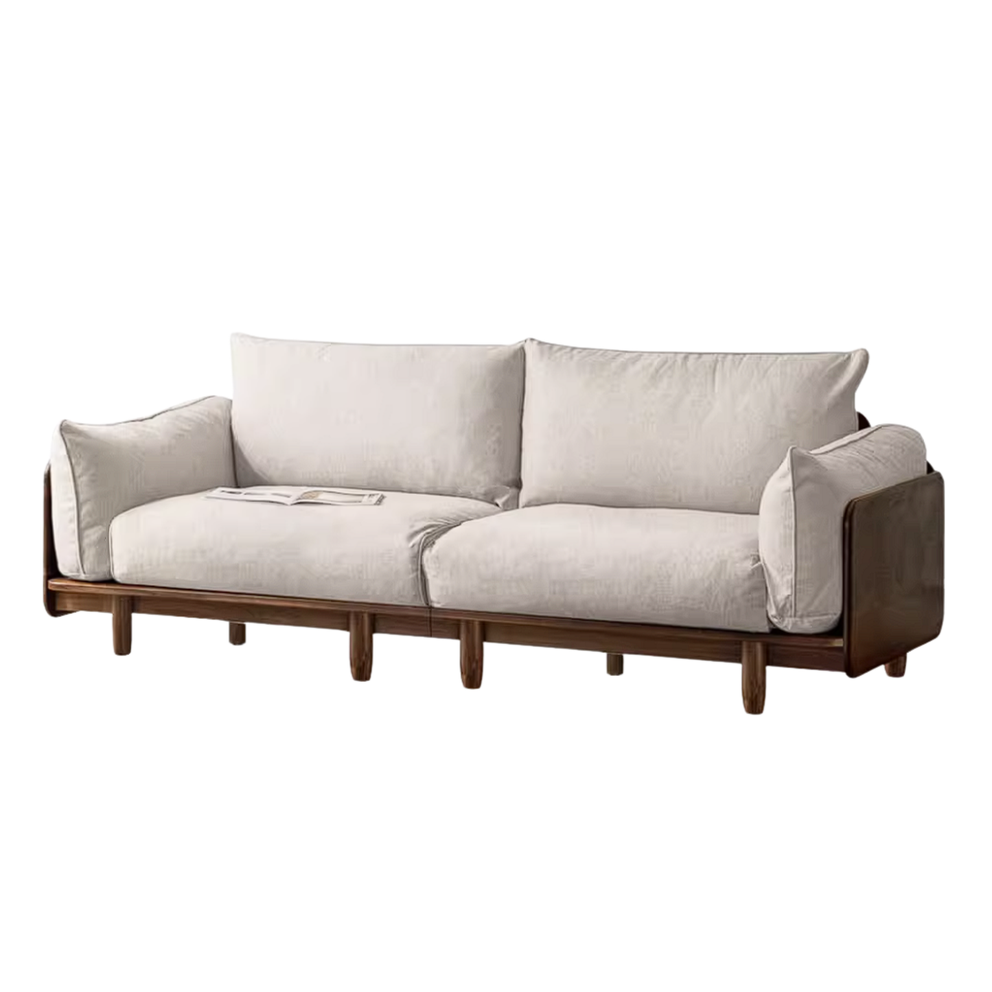 Black Walnut Solid Wood Sofa with Minimalist Design