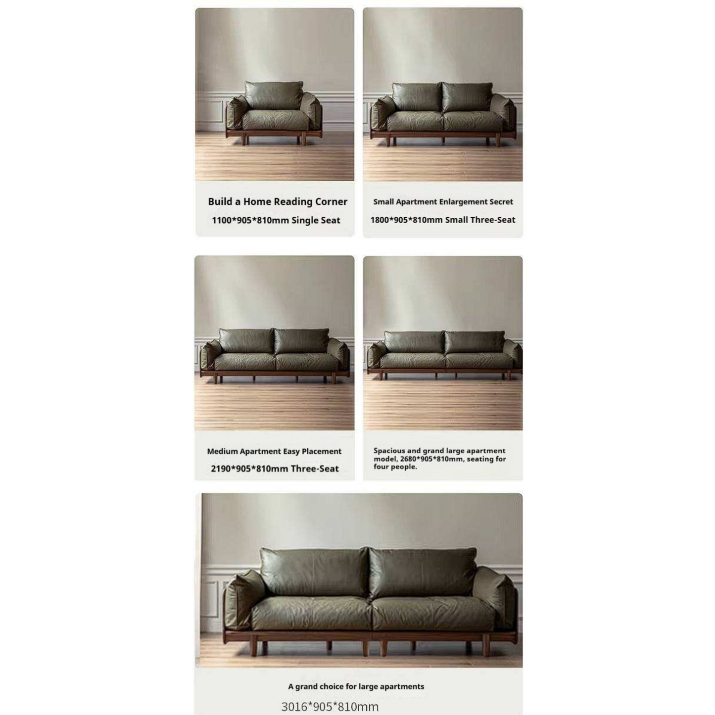Black Walnut Solid Wood Sofa with Minimalist Design
