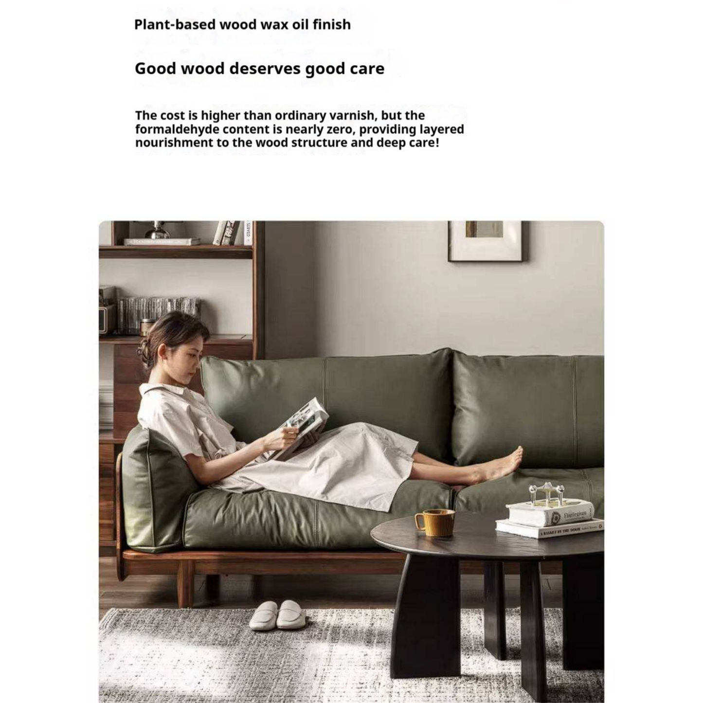 Black Walnut Solid Wood Sofa with Minimalist Design