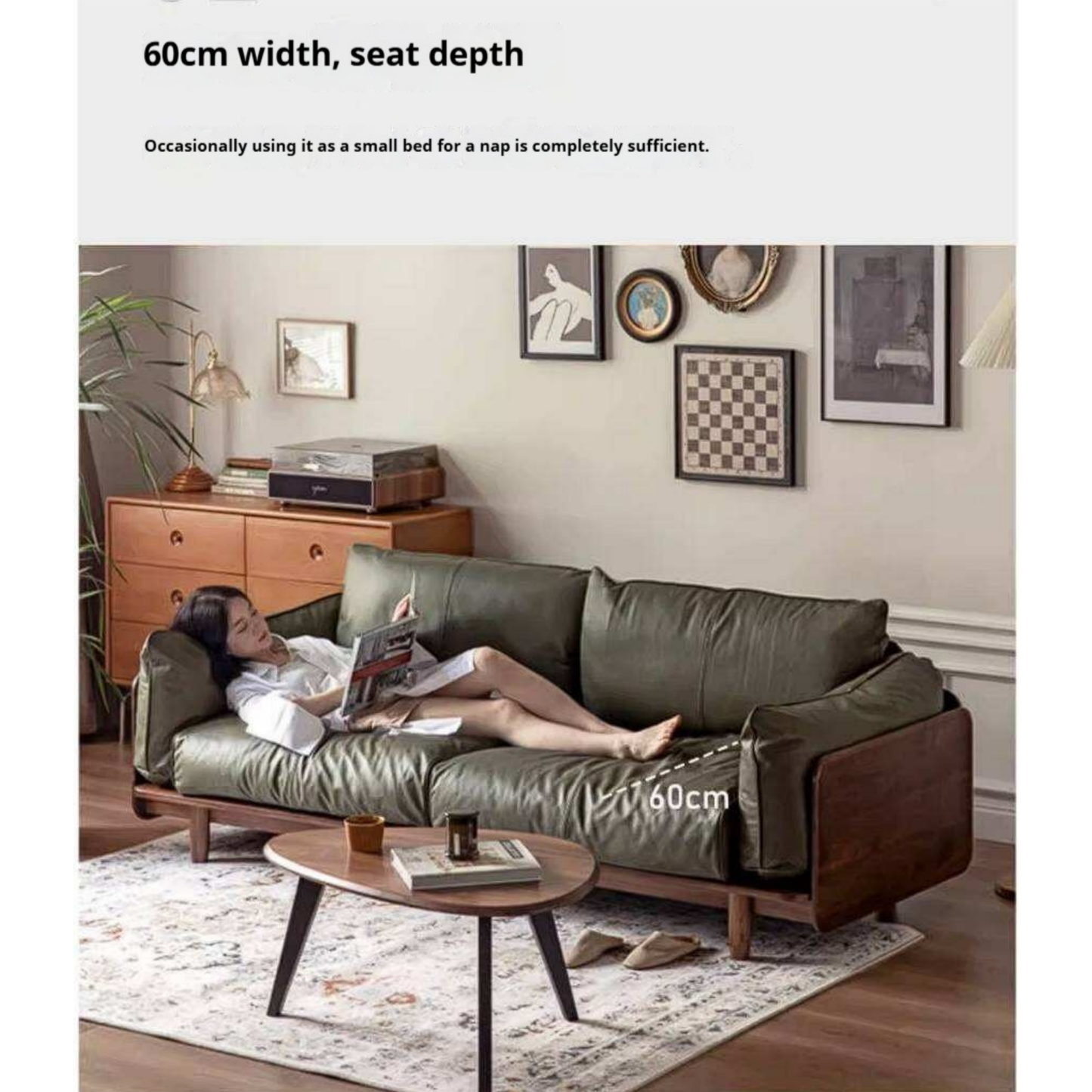 Black Walnut Solid Wood Sofa with Minimalist Design
