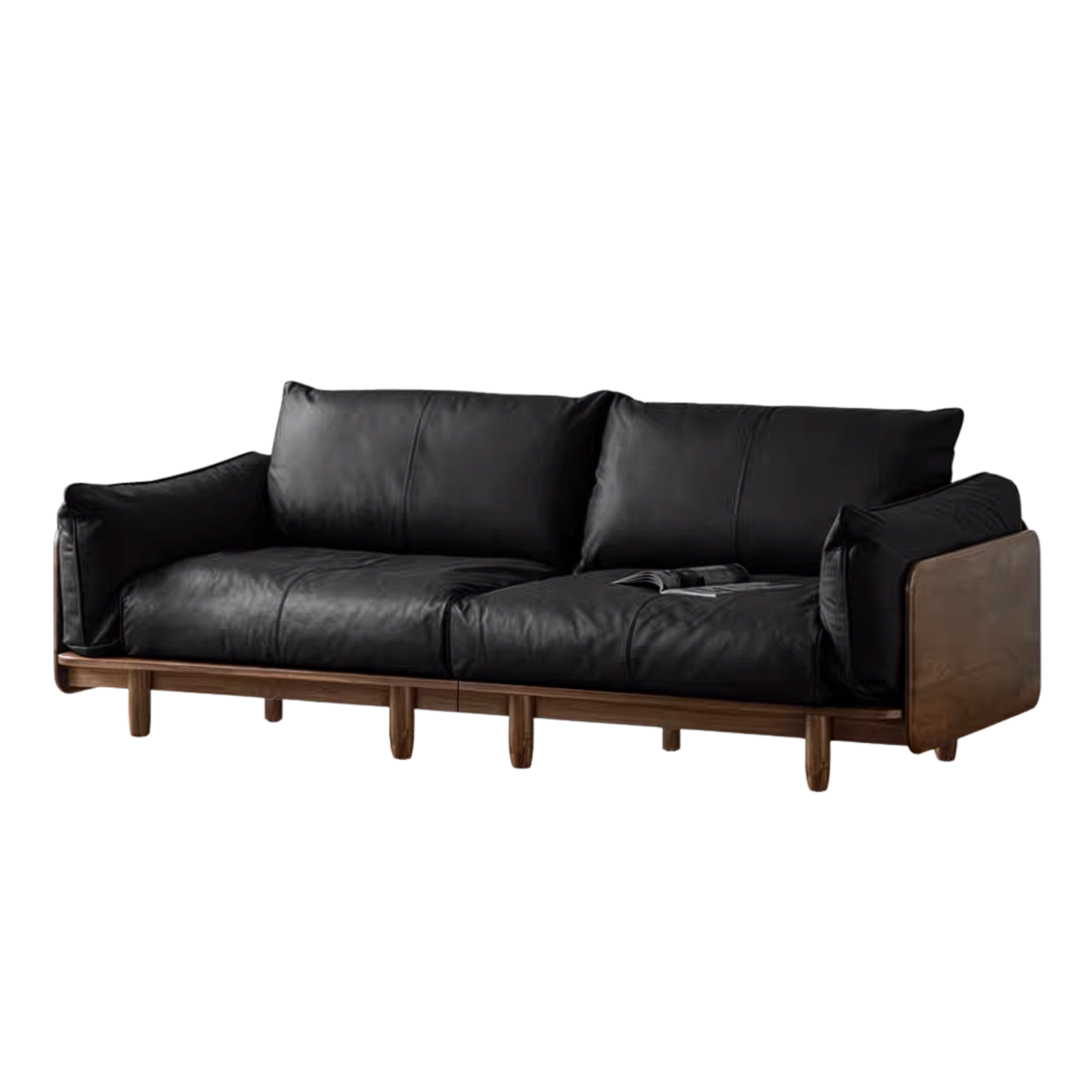 Black Walnut Solid Wood Sofa with Minimalist Design