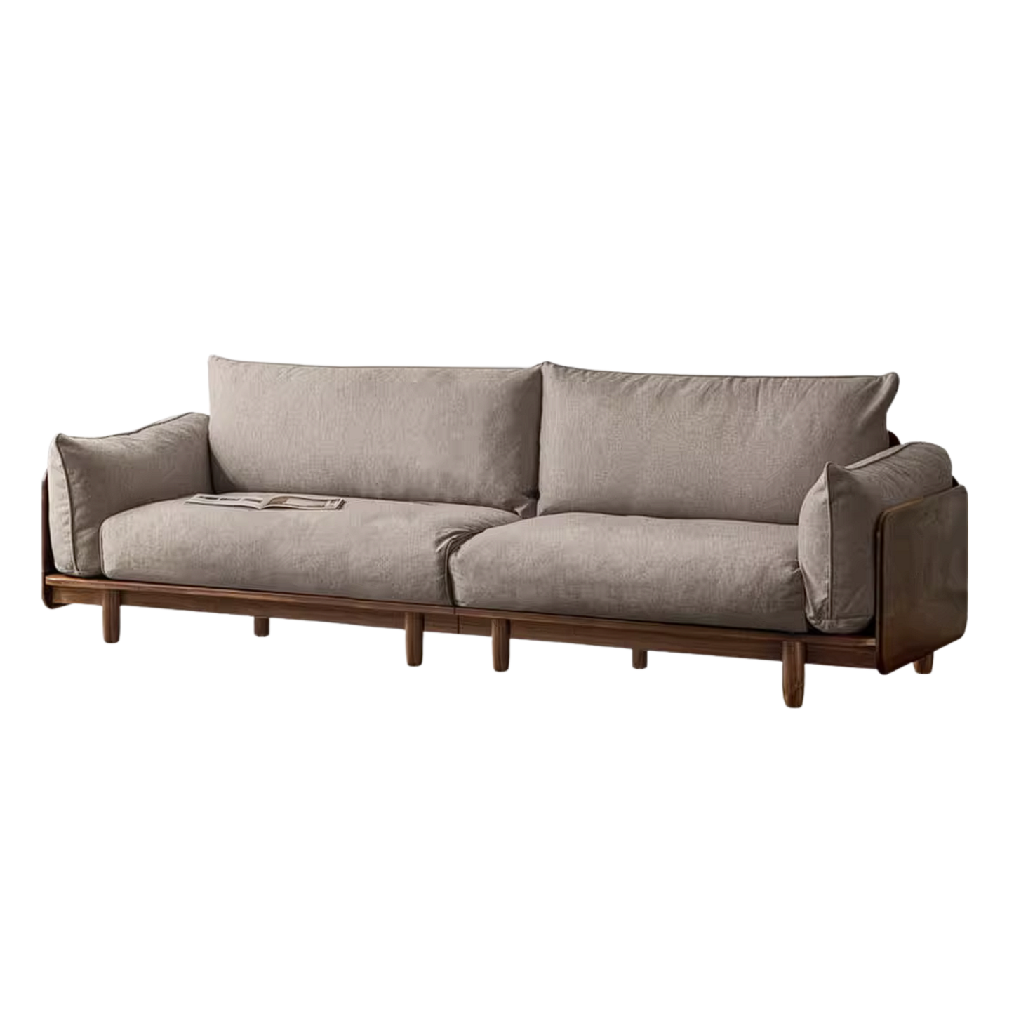 Black Walnut Solid Wood Sofa with Minimalist Design