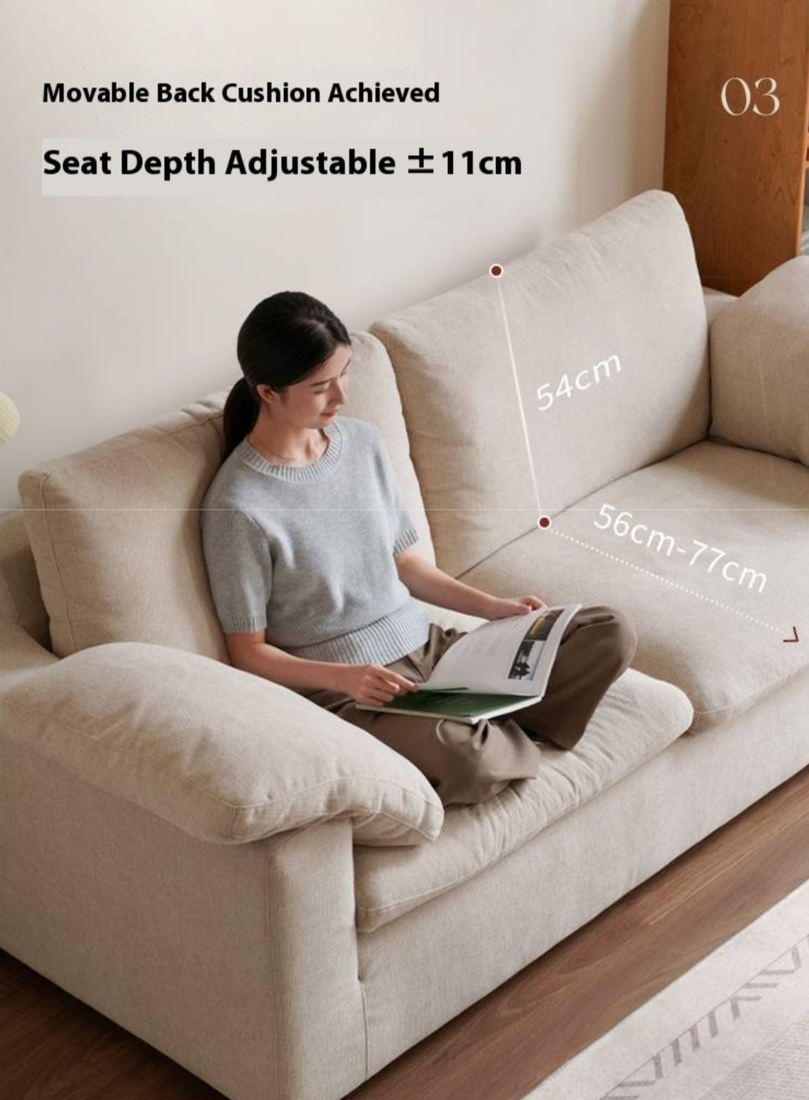 Wabi-Sabi Fabric Sofa  with Detachable and Washable Covers
