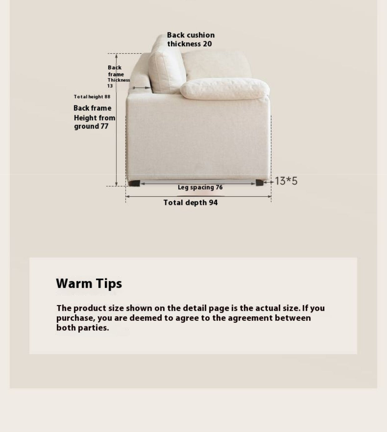 Wabi-Sabi Fabric Sofa  with Detachable and Washable Covers