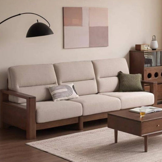 Sandalwood Solid Wood Fabric Sofa