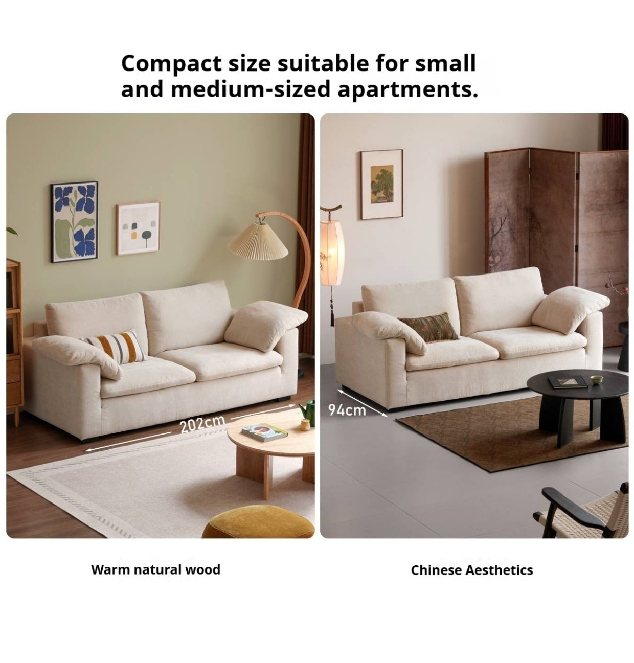 Wabi-Sabi Fabric Sofa  with Detachable and Washable Covers