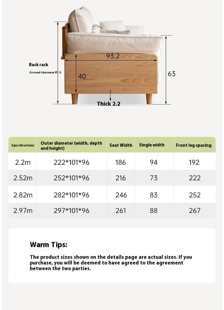 Oak, Ash Solid Wood high-back sofa