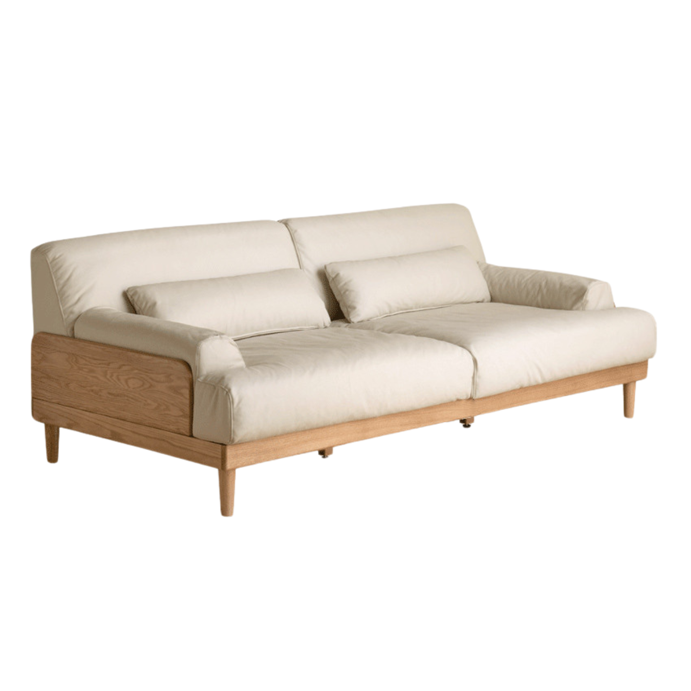 Oak Solid Wood Sofa, Modern Japanese Minimal Design