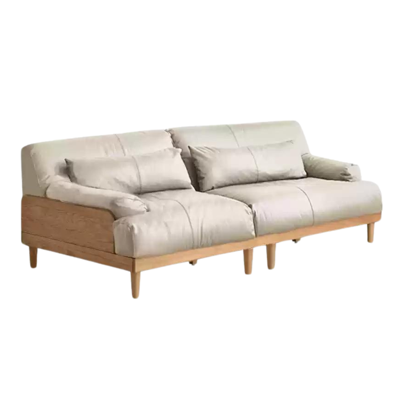 Oak Solid Wood Sofa, Modern Japanese Minimal Design