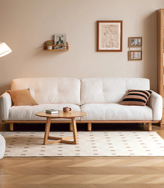 White Cream Upholstered Sofa