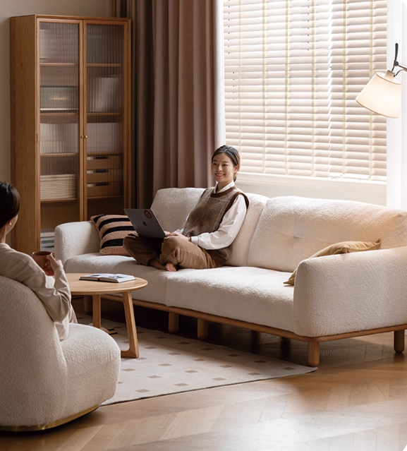 White Cream Upholstered Sofa