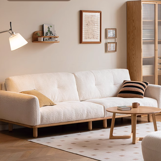 White Cream Upholstered Sofa