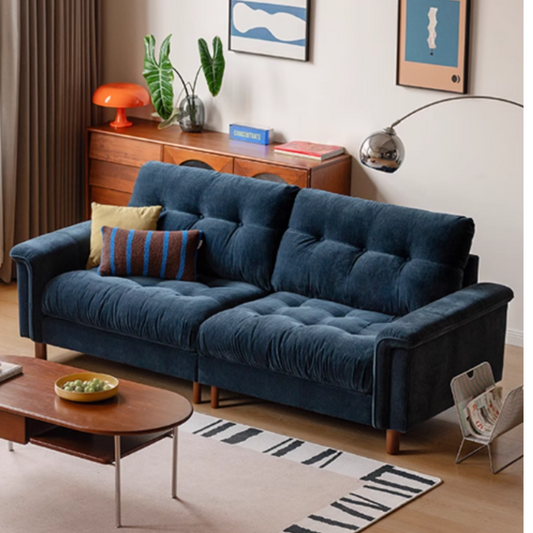 Retro High-Back Chenille Sofa