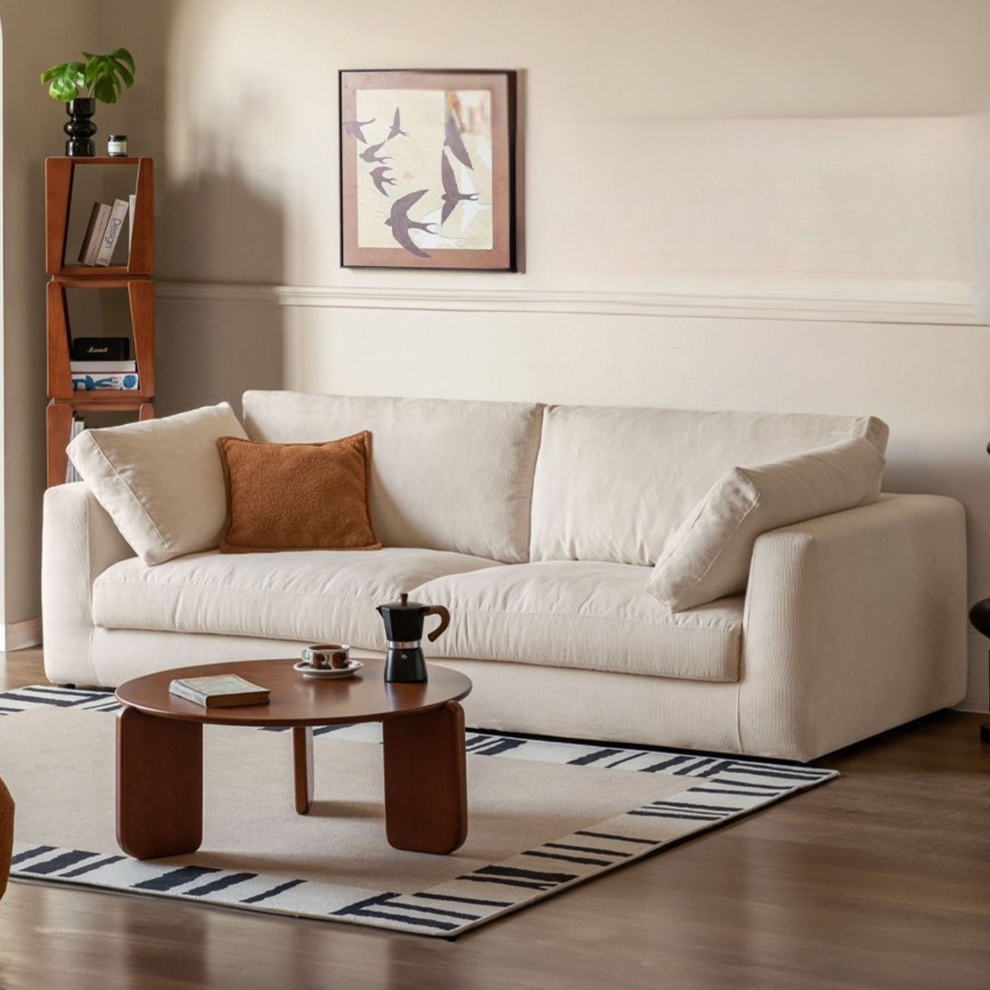 Soft Cream Upholstered Sofa