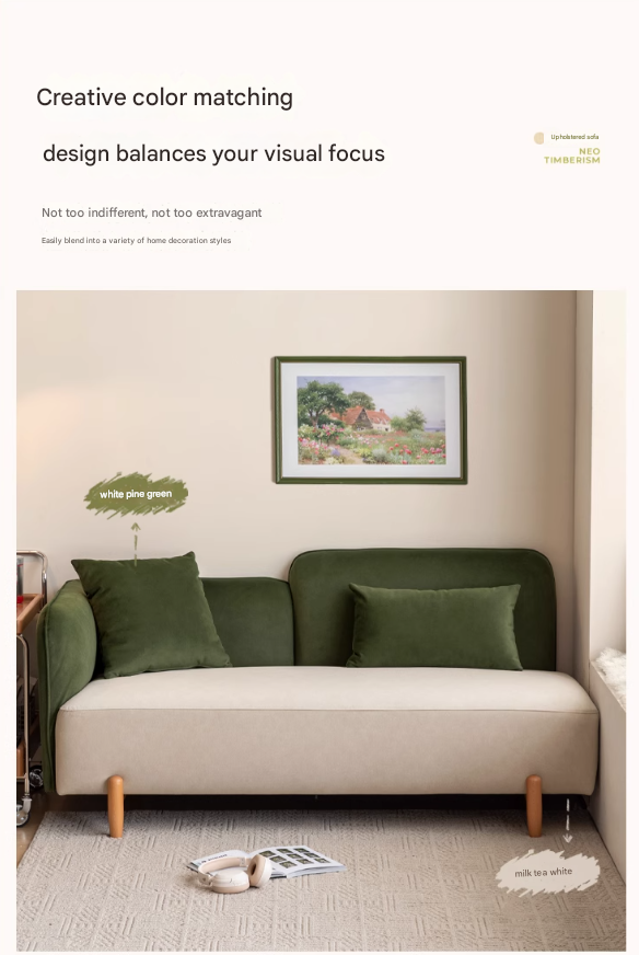 Two Tone Fabric Sofa with Scratch Resistant Upholster