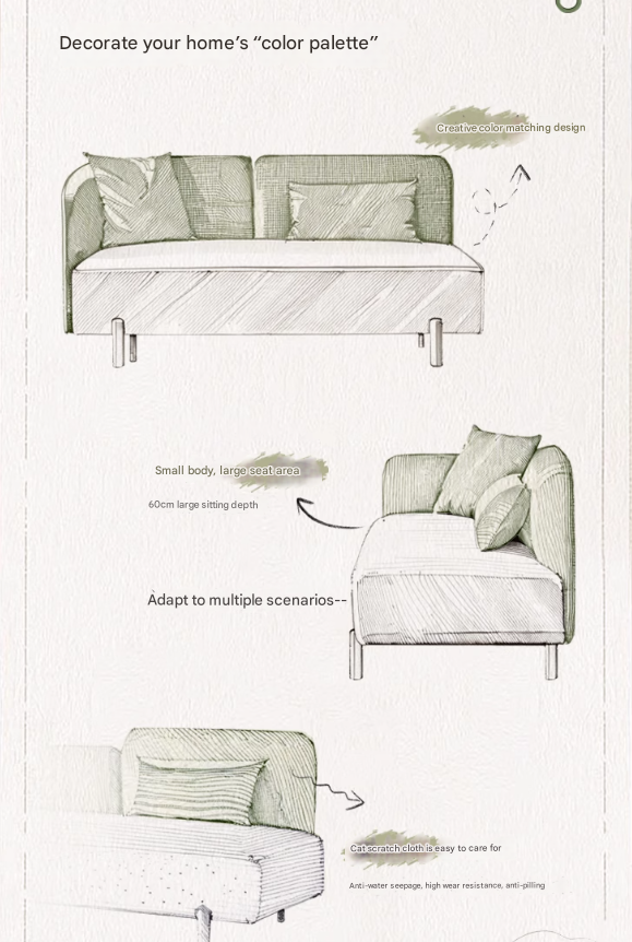 Two Tone Fabric Sofa with Scratch Resistant Upholster