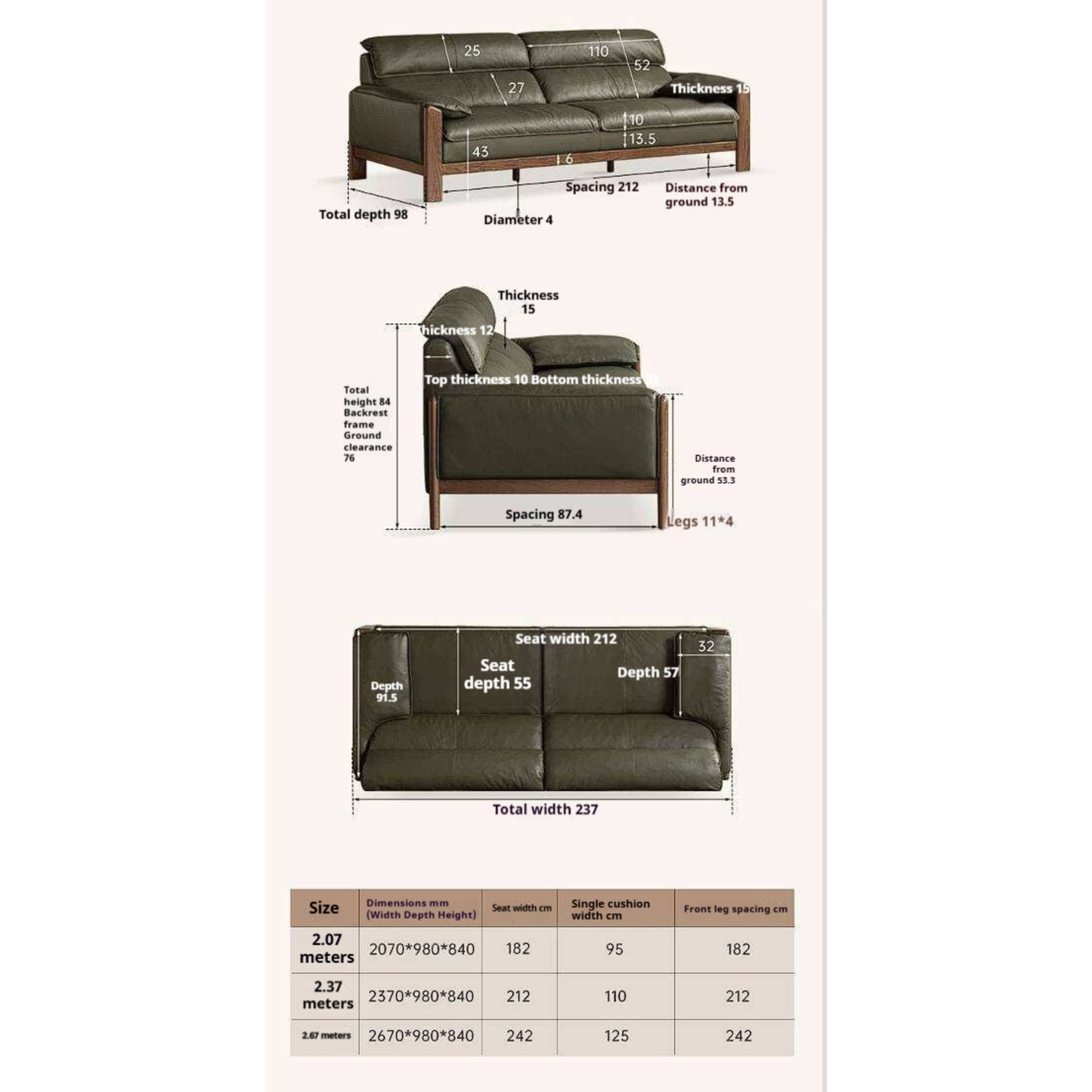 Oak Solid Wood, Sandalwood Sofa with Italian Light Luxury Leather Design