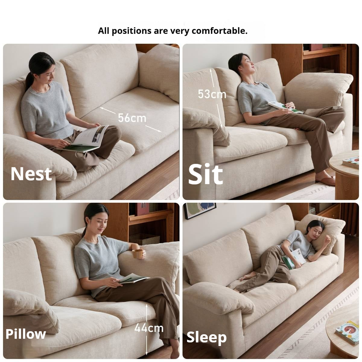 Wabi-Sabi Fabric Sofa  with Detachable and Washable Covers