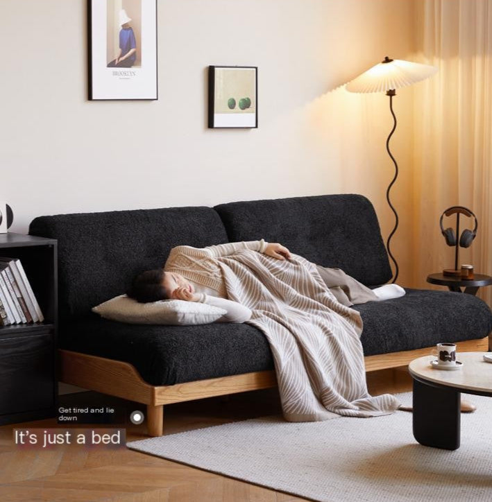 Oak, Ash Solid Wood  Fabric Sofa with Deep Seat, Soft Cushion Design