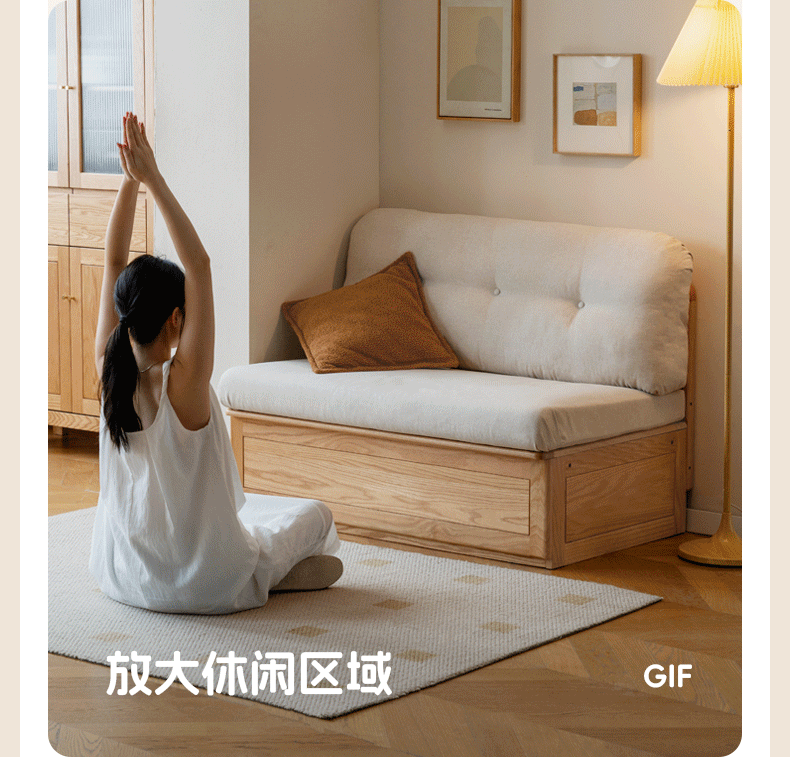 Oak Solid Wood Storage Bench Sofa, Card Seat