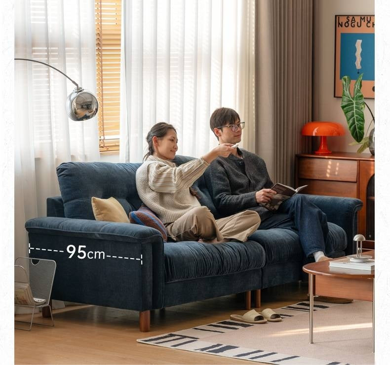 Retro High-Back Chenille Sofa