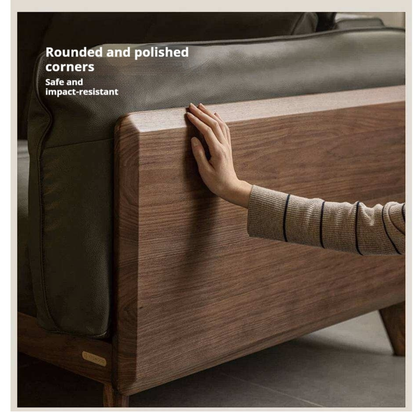 Black Walnut Solid Wood Sofa Genuine leather, fabric with Italian Light Luxury high back Design