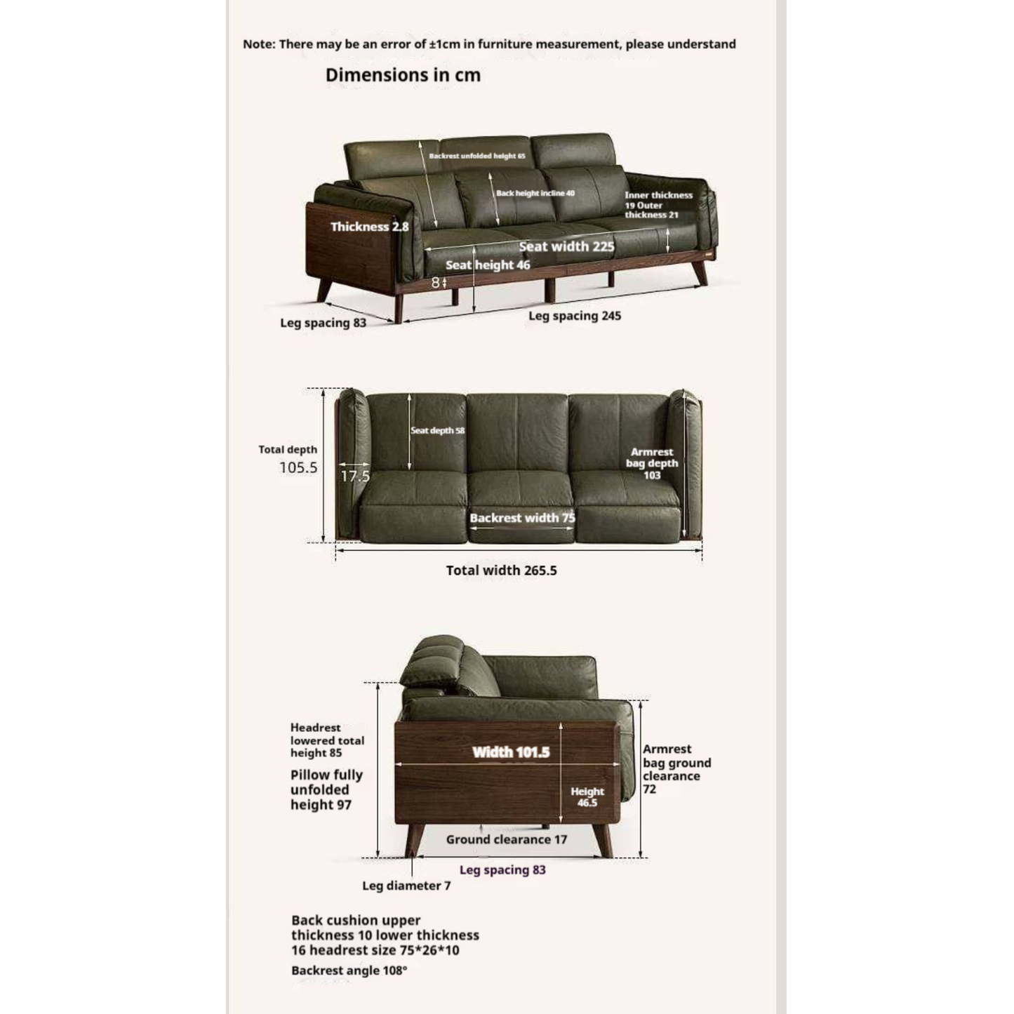 Black Walnut Solid Wood Sofa Genuine leather, fabric with Italian Light Luxury high back Design