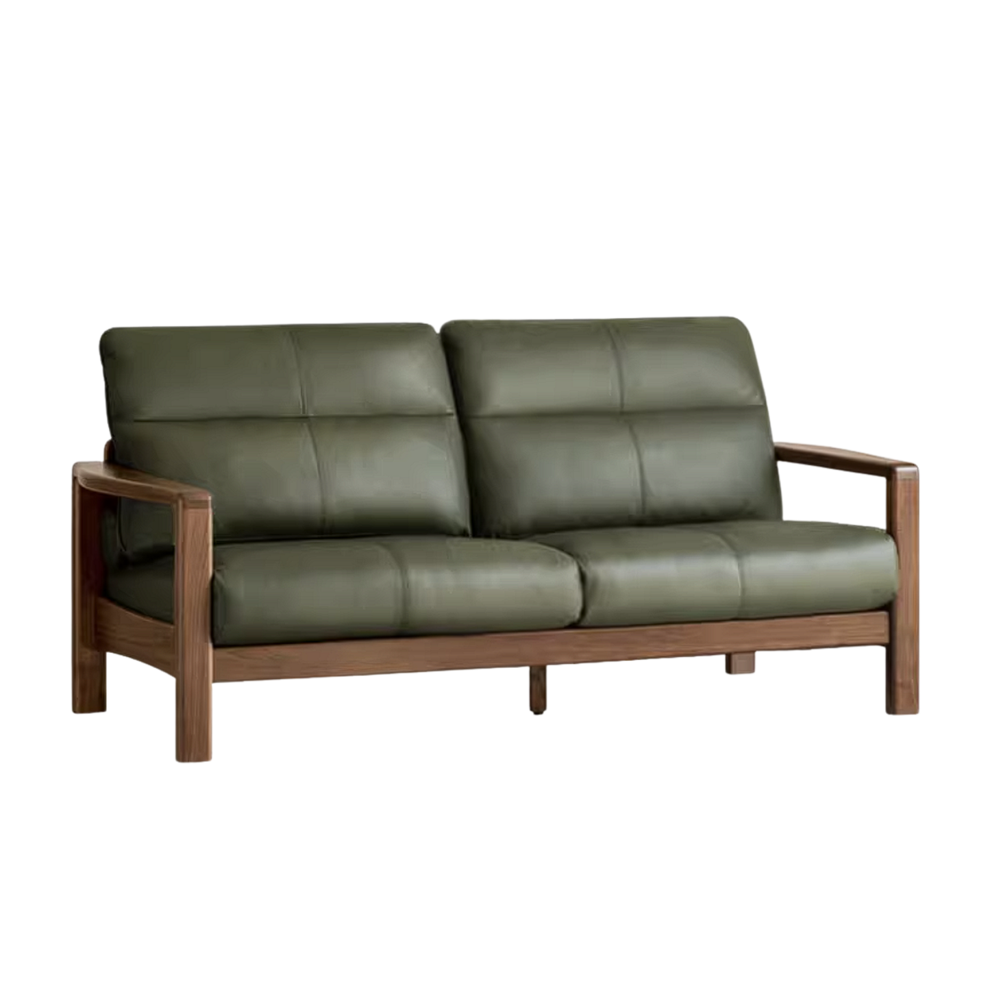 Black Walnut Solid Wood Sofa Genuine Leather with Luxury Design