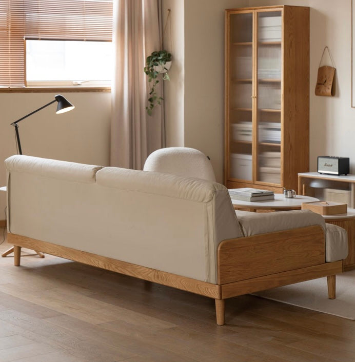 Oak Solid Wood Sofa, Modern Japanese Minimal Design