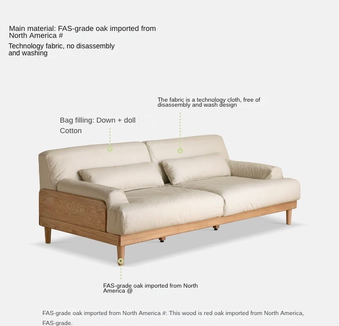 Oak Solid Wood Sofa, Modern Japanese Minimal Design