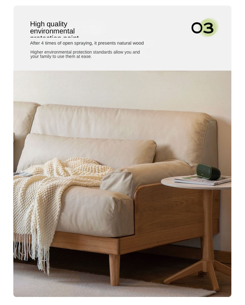 Oak Solid Wood Sofa, Modern Japanese Minimal Design