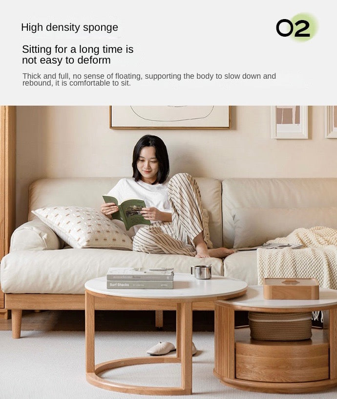 Oak Solid Wood Sofa, Modern Japanese Minimal Design