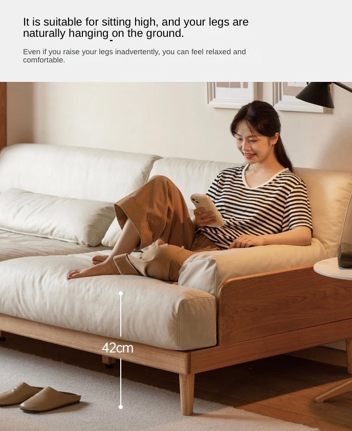 Oak Solid Wood Sofa, Modern Japanese Minimal Design