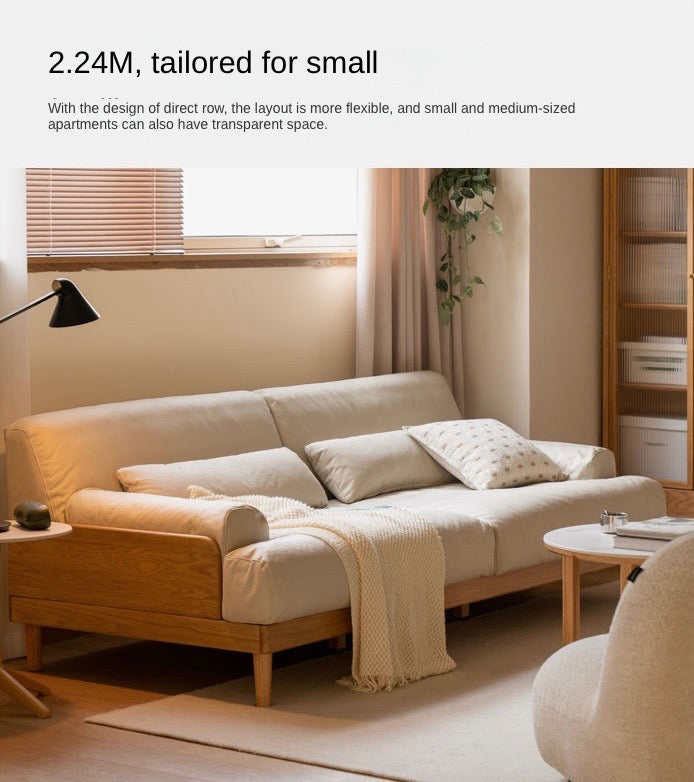 Oak Solid Wood Sofa, Modern Japanese Minimal Design