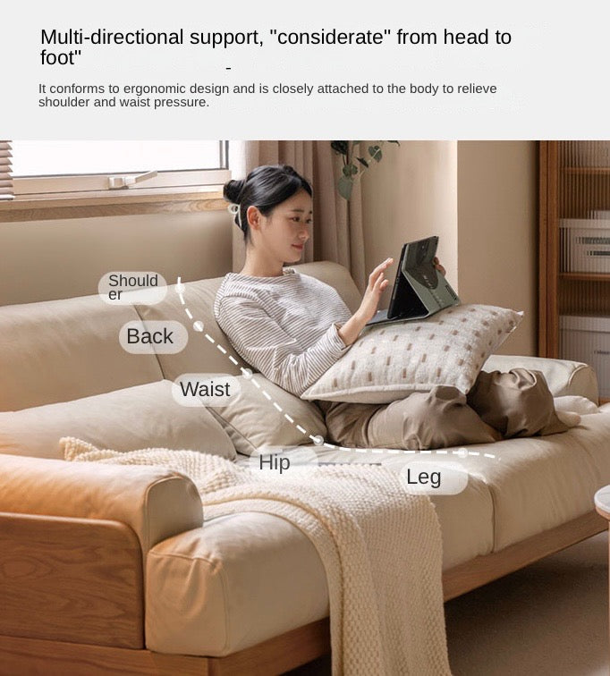 Oak Solid Wood Sofa, Modern Japanese Minimal Design