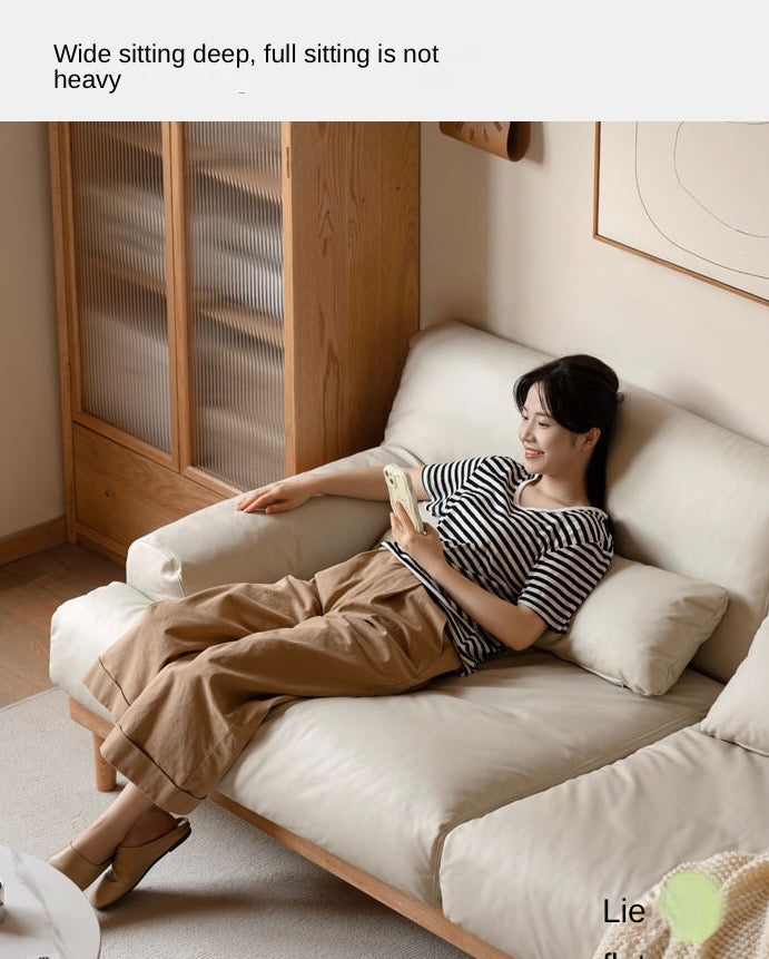 Oak Solid Wood Sofa, Modern Japanese Minimal Design