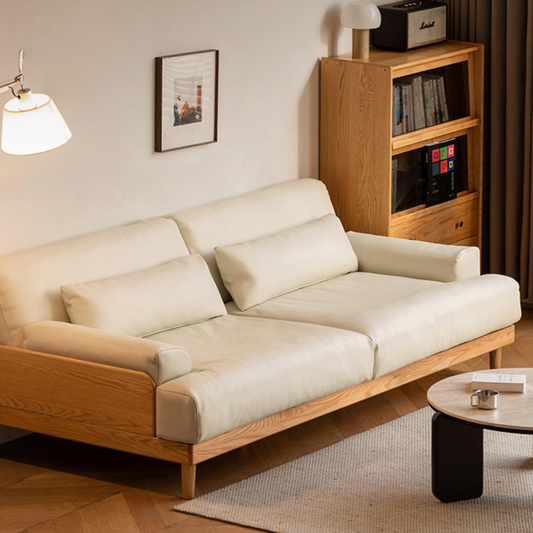 Oak Solid Wood Sofa, Modern Japanese Minimal Design