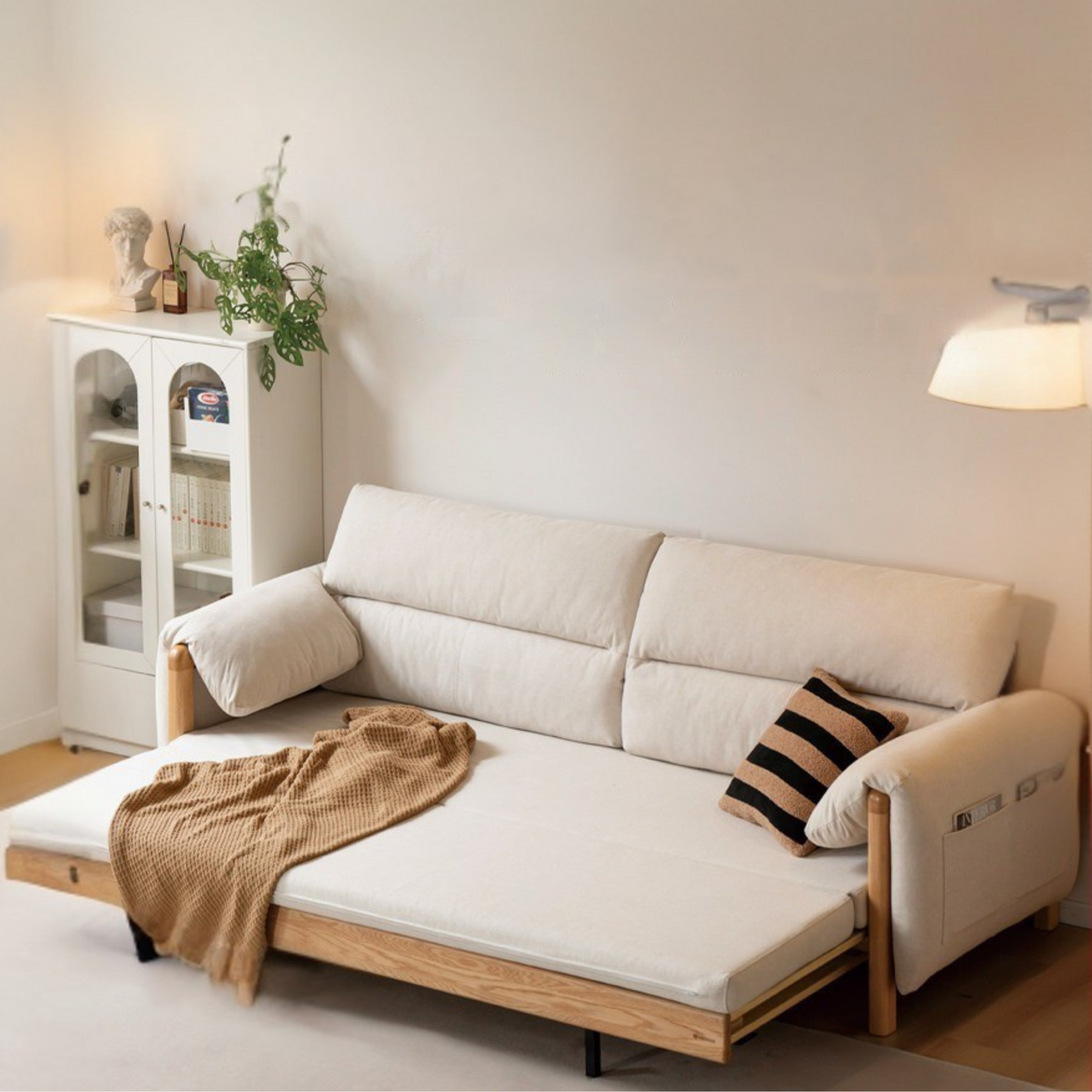 Oak Solid Wood telescopic Sofa Bed