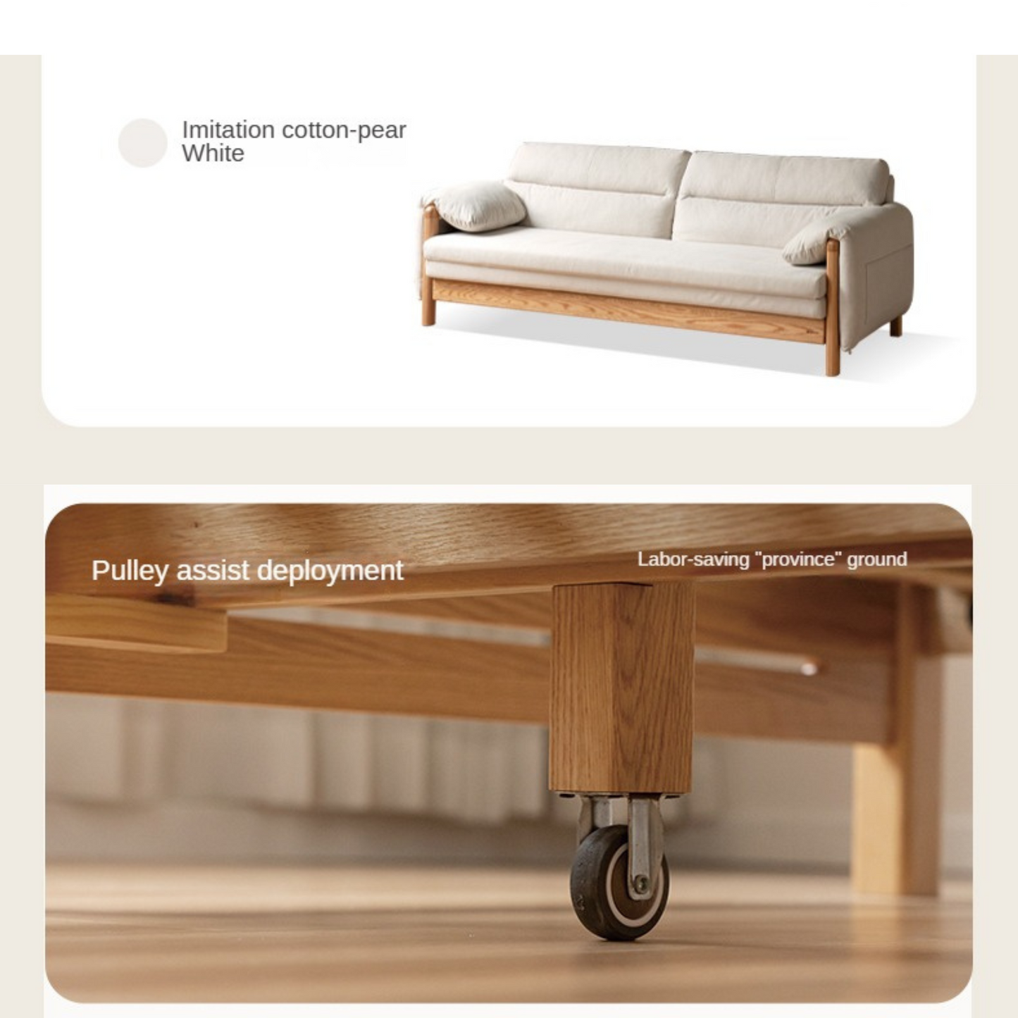 Oak Solid Wood telescopic Sofa Bed