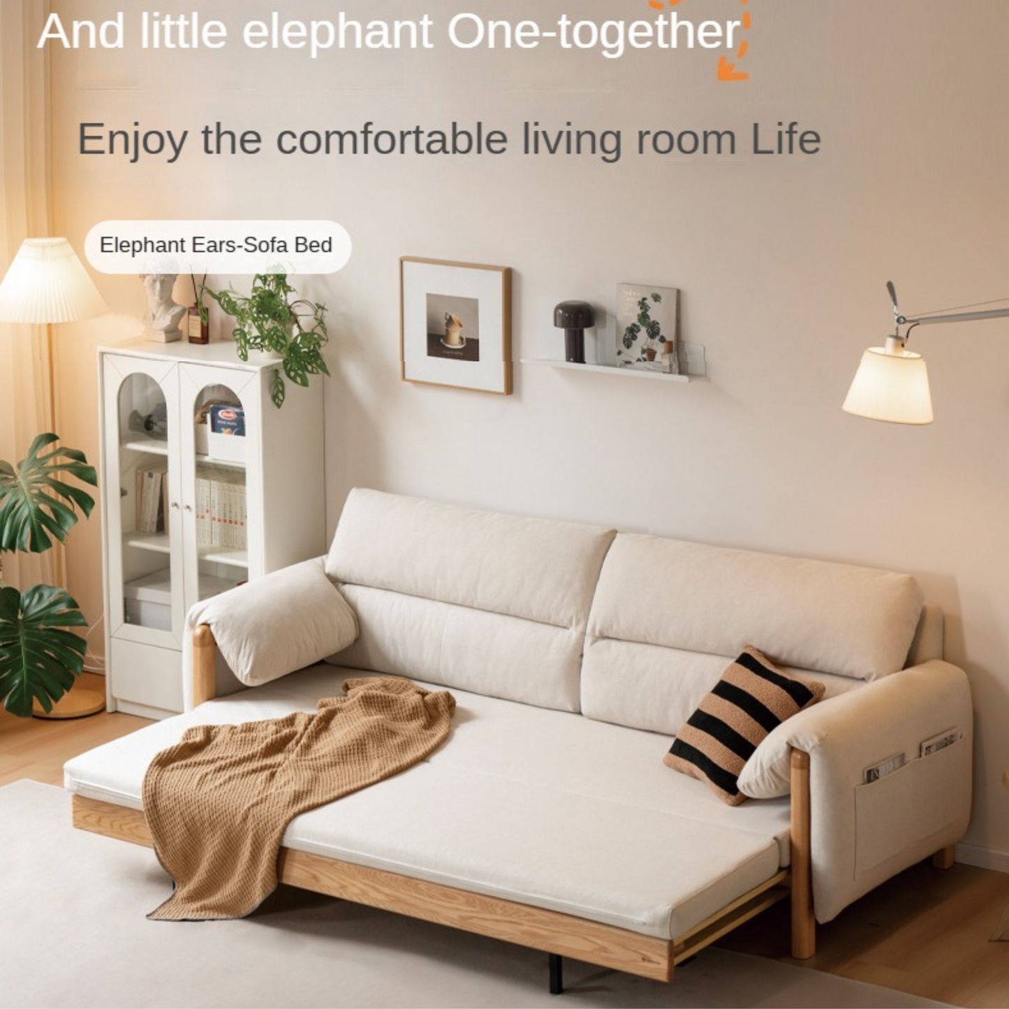 Oak Solid Wood telescopic Sofa Bed