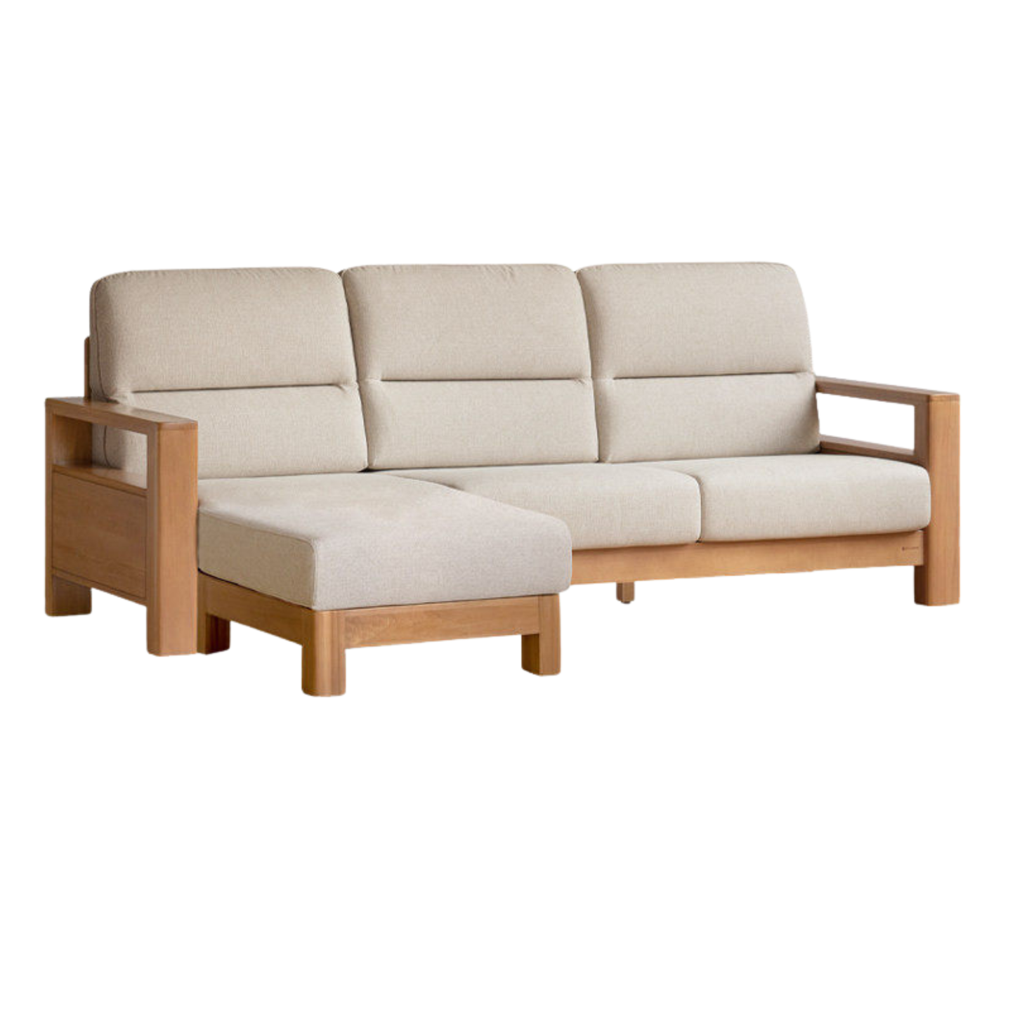Poplar Solid Wood Sofa Modern Simple High Back Fabric Sofa