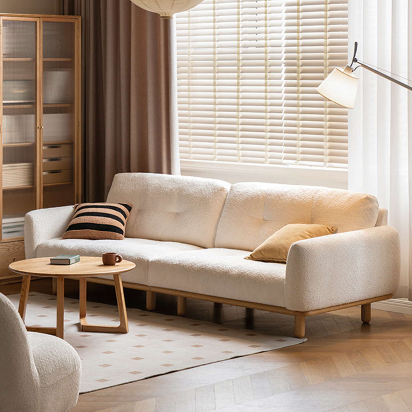 White Cream Upholstered Sofa