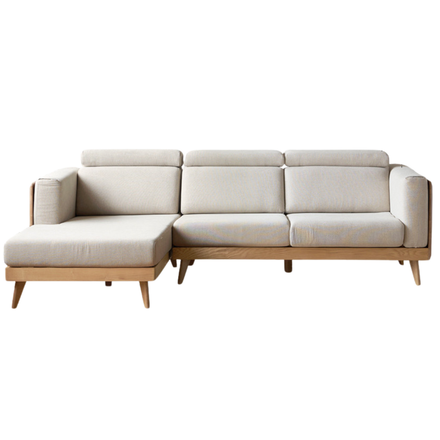 Oak, Ash Solid Wood Sofa with Adjustable Backrest
