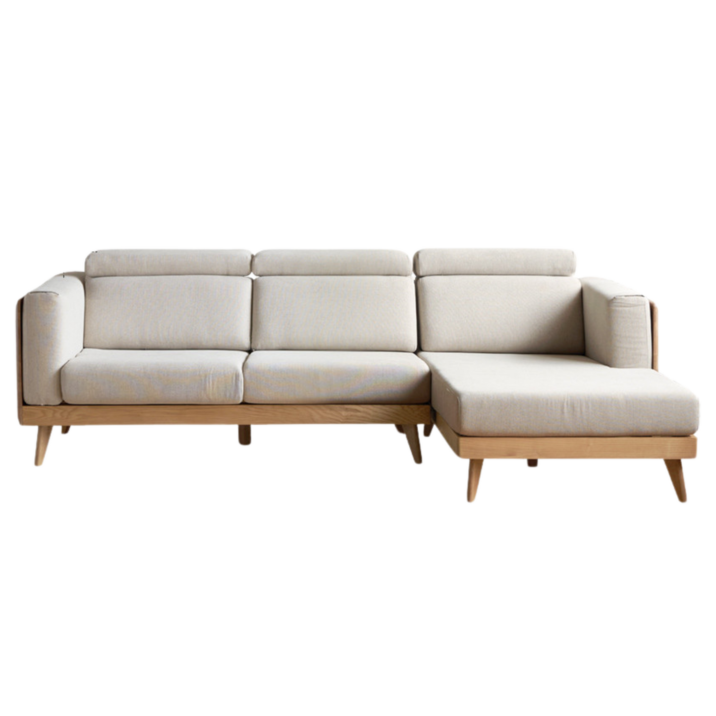 Oak, Ash Solid Wood Sofa with Adjustable Backrest